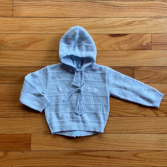 Vintage Baby Blue Zip back hooded sweater - Picture 1 of 8